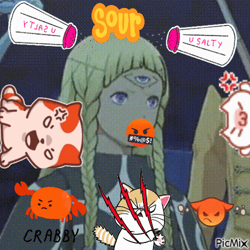 a picture of a girl with a crab and a cat with the words crabby on it