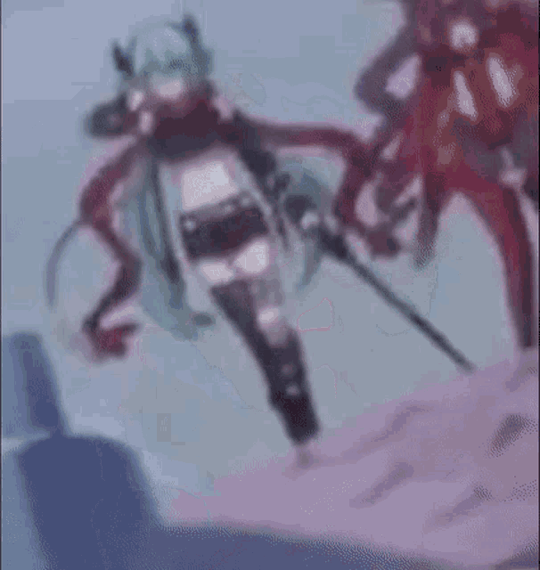 a person is flying through the air with a sword in their hand .