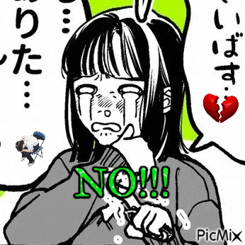 a cartoon of a girl crying with a broken heart .