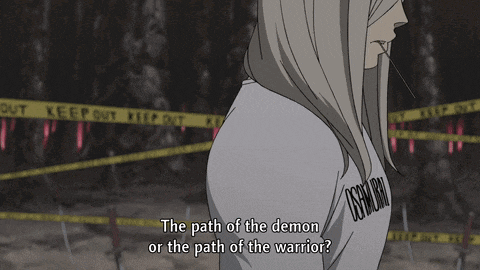 a cartoon character says " which path will you follow " in front of a keep out sign