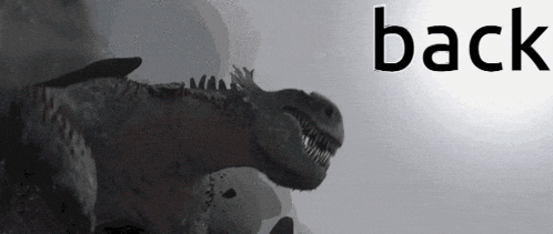 a picture of a dinosaur with the word back in the corner