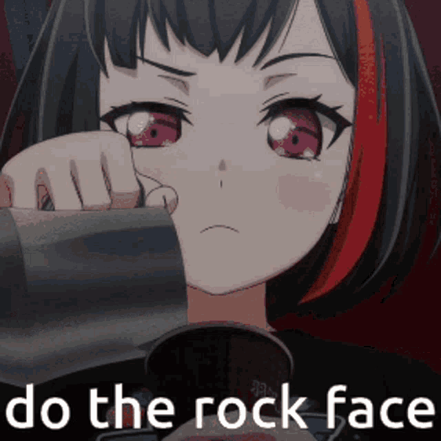 a picture of an anime girl with the words do the rock face