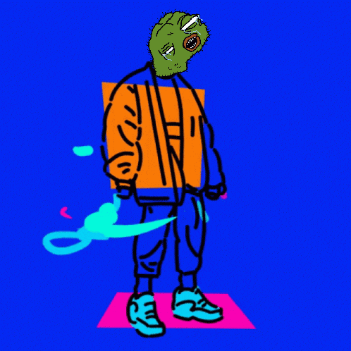 a drawing of a man with a green mask on his head