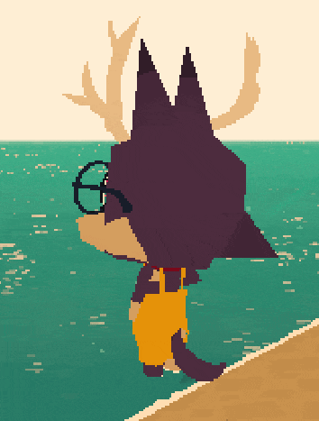a pixel art drawing of a cat with antlers