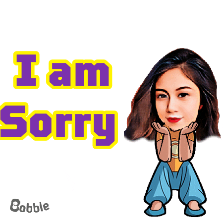 a cartoon of a girl with the words i am sorry above her