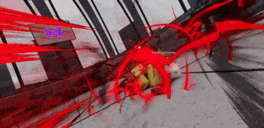 a video game character is being attacked by a red monster in a video game .