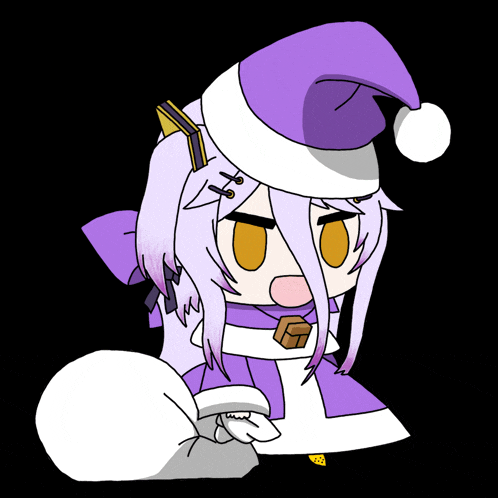 a drawing of a girl wearing a purple hat