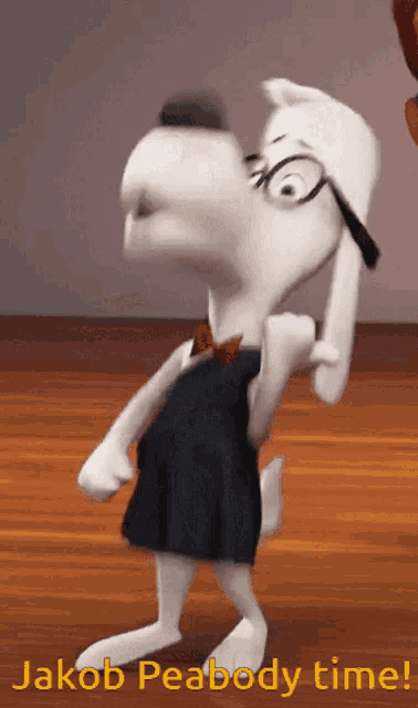 a cartoon character with the words jakob peabody time written on the bottom