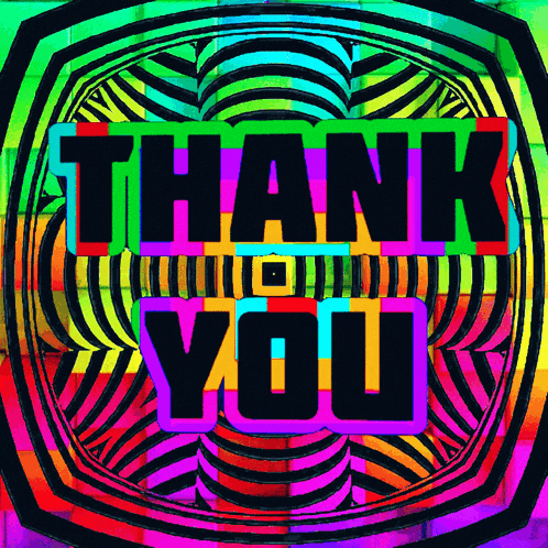 a colorful graphic that says thank you