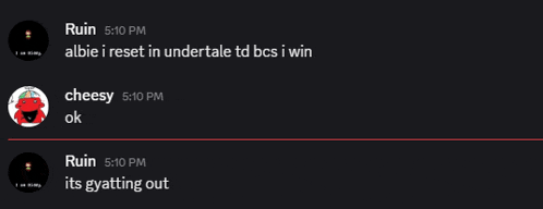 a screenshot of a discord conversation between ruin and cheesy at 5:10 pm