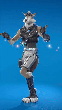 a furry character with a hat and gloves on a blue background