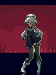 a cartoon character with horns on her head is dancing