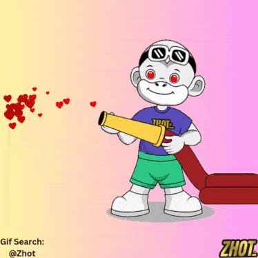 a cartoon character holding a cannon that says that on it
