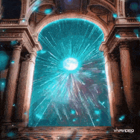 a portal with a blue light coming out of it .
