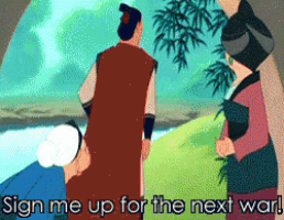 sign me up for the next war is written on a cartoon scene