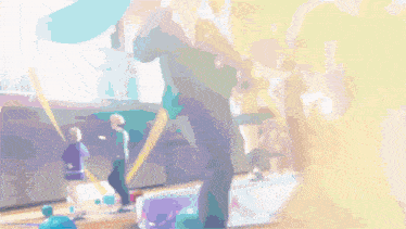 a blurry picture of a man holding a flag