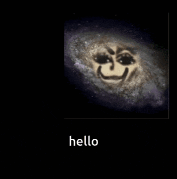 a close up of a person 's face with the words hello on it