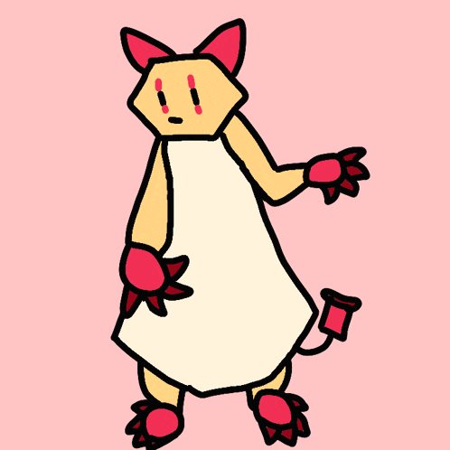 a drawing of a cat wearing a white apron and red gloves