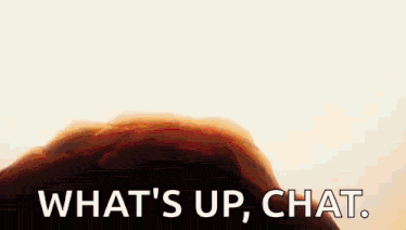 a person is standing on top of a hill with the words `` what 's up chat '' written on it .