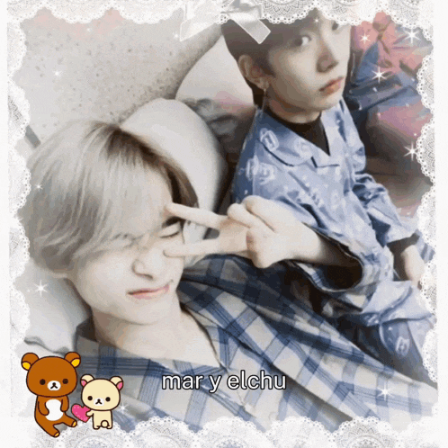 a picture of two boys with the name mar y elchu on it