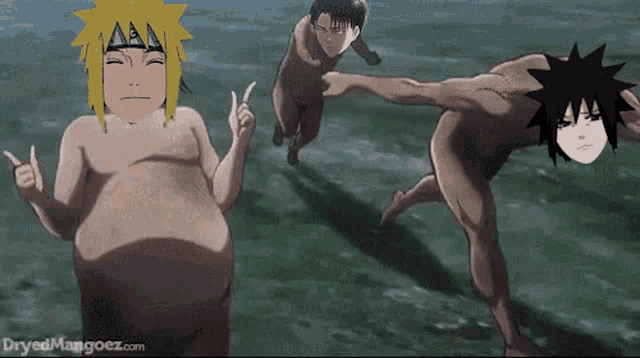 a group of naked anime characters with the website dryedmangoez.com in the lower right corner