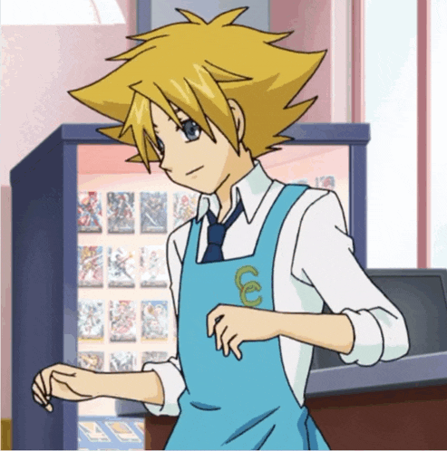 a boy in an apron with the letter c on it