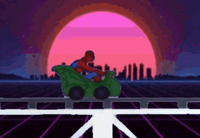 a pixel art of a man riding a roller coaster