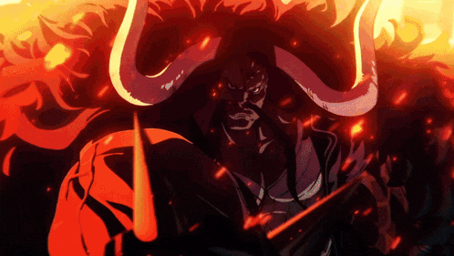 a man with large horns is holding a sword in his hand