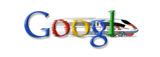 a google logo with a picture of a train
