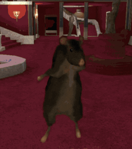 a computer generated image of a rat standing on its hind legs