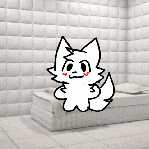 a drawing of a white cat with red hearts on its cheeks