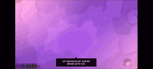 a screenshot of a video game with a purple background and a purple cloud .
