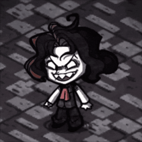 a black and white drawing of a cartoon character with an angry face