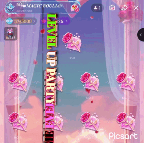 a screenshot of a video game with the words level up party time