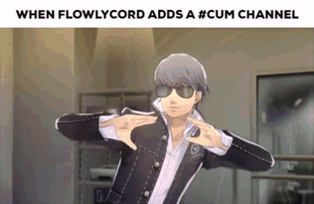 a man wearing sunglasses and a suit is dancing in a room .