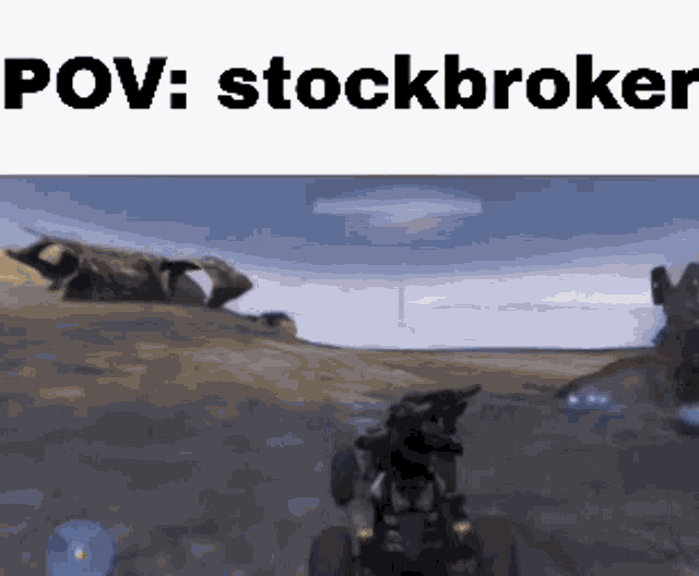 a video game scene with the words pov : stockbroker written on the bottom