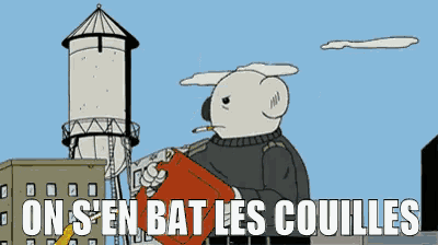 a cartoon of a koala smoking a cigarette with the words " on s'en bat les couilles " above him