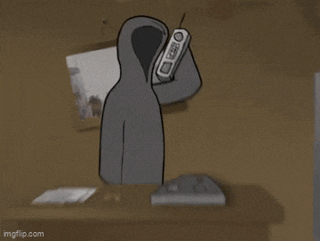 a cartoon of a person in a hoodie talking on a cell phone