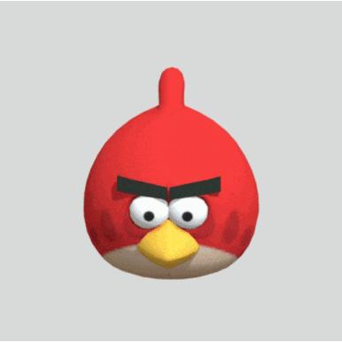 a red bird with a yellow beak and black tail