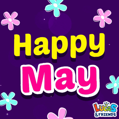 a lucas & friends greeting card with flowers and the words happy may