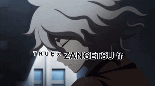 a picture of a person with the words true x zangetsu written below them