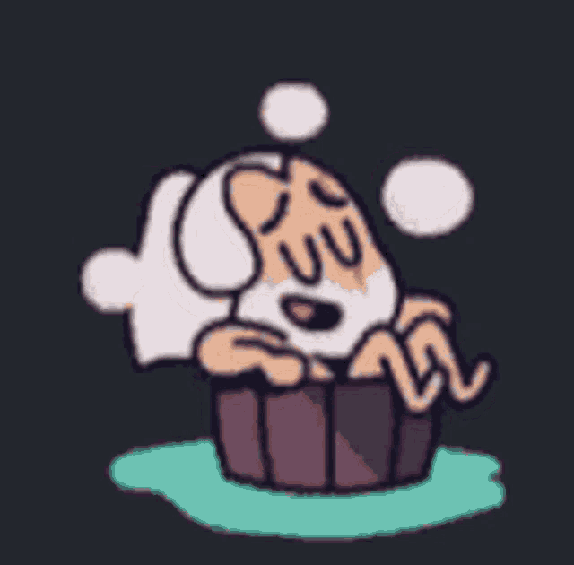 a cartoon of a dog taking a bath in a tub .