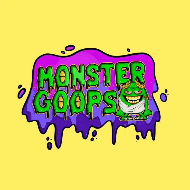 a monster goops logo with a frog on it
