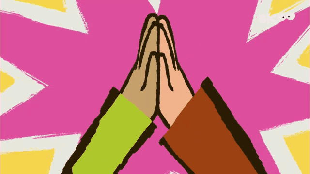 a cartoon of two people giving each other a high five with the word ok on the bottom right