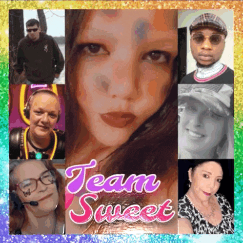 a collage of people with the words team sweet in the middle