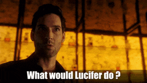 a man asking what would lucifer do in a dark room