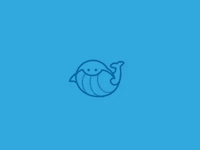 a line drawing of a whale with a smile on its face .