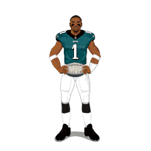 a football player with the number 1 on his jersey is holding a mvp ball