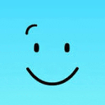 a smiley face on a blue background .