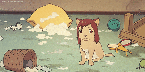 a cartoon drawing of a puppy with the words caught-in-suspecting below it